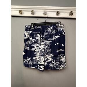 Favant Board Shorts Mens Large Swim‎ Surf Blue Hawaiian Floral Hawaii Pocket